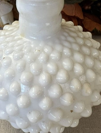 Fenton Milk Glass Hobnail Perfume Bottle With Stopper White Decanter Barber