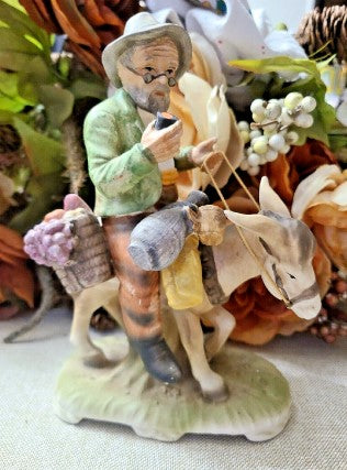 Norleans Japan figurines Man On Donkey 8 1/2 Inches