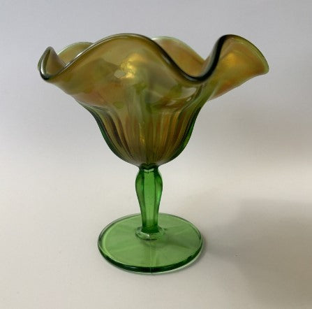 Northwood 'Green Rainbow' Carnival Glass Compote 1908-1910