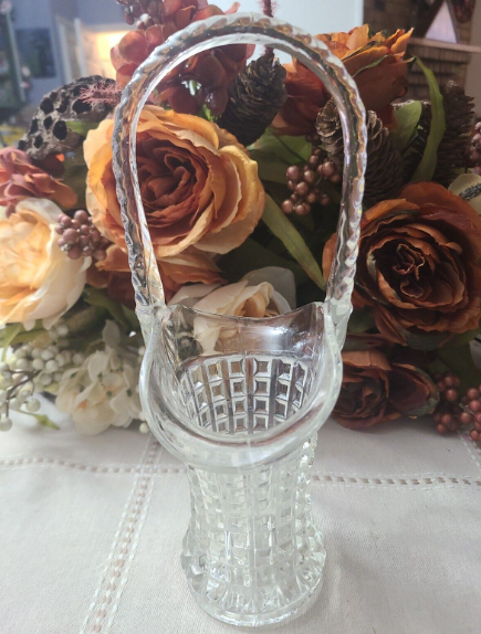 Vintage Imperial Glass Monticello Waffle Block Basket Clear