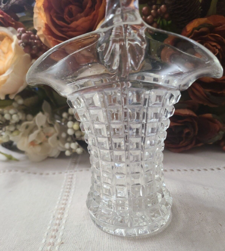 Vintage Imperial Glass Monticello Waffle Block Basket Clear