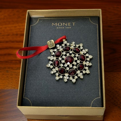 Monet- rhinestone christmas ornament  snowflake  dated 2016