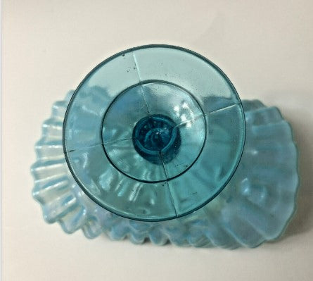 Dugan Glass Co. Blue Opalescent Footed Compote with Coinspot Pattern 5 inches