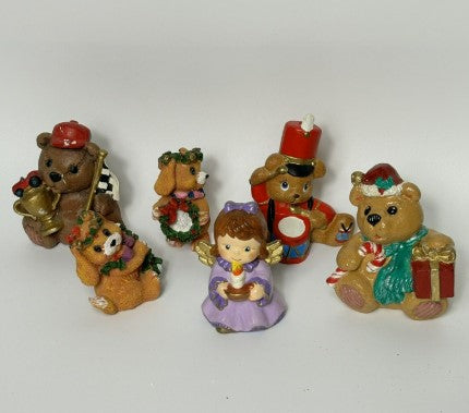 christmas  figurines lot of 13 cermaic elf deer bears penguins angel cute