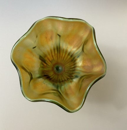 Northwood 'Green Rainbow' Carnival Glass Compote 1908-1910