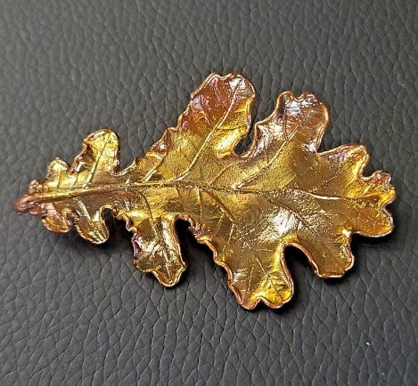 Brooch copper tone leaf 2.25 Inches