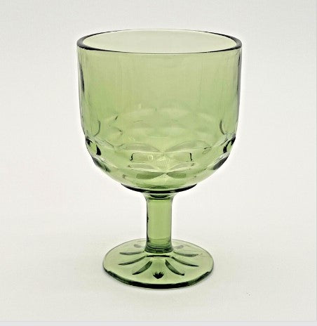 Anchor Hocking Thumbprint Goblet Beer Glass Schooner Avocado Green 6 inches