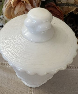 Vintage Apothecary Jar Westmoreland White Milk Glass Canister Storage Footed