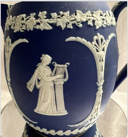 WEDGWOOD dark blue JASPERWARE CREAMER Classical Figure 19thC