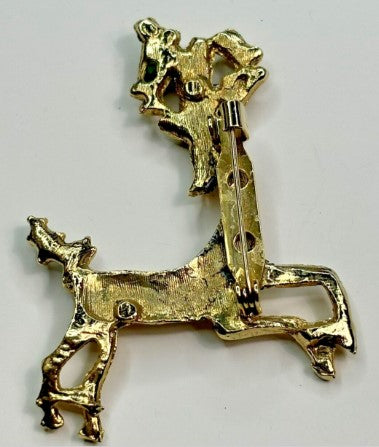 brooch - Vintage Christmas Reindeer  goldtone 2 inches