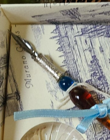 Murano Glass Handmade Pen and Ink Set - Italy