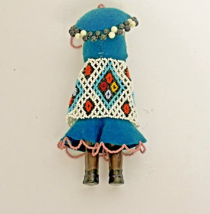 Vintage African Black Tribal Doll Hand Made Beaded Dress