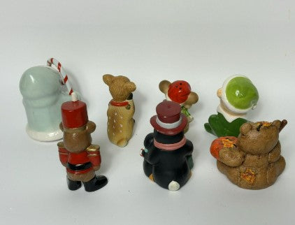 christmas  figurines lot of 13 cermaic elf deer bears penguins angel cute