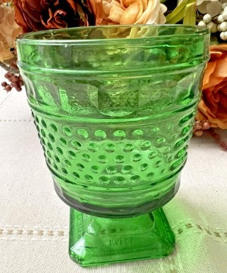 Napco Green Glass Goblet Cleveland 1180 USA 6 inches