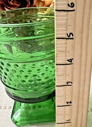 Napco Green Glass Goblet Cleveland 1180 USA 6 inches