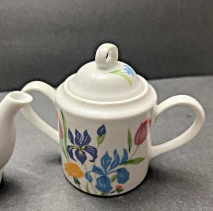 Poppy and Iris Painted Tea Pot, Sugar Bowl Primera By Sigma