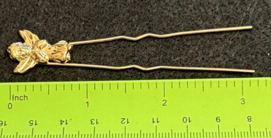 Hair Pins Pair of Angel Goldtone 3 Inches Vintage