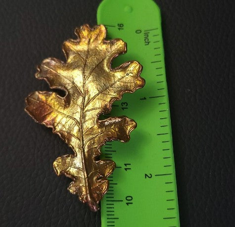 Brooch copper tone leaf 2.25 Inches