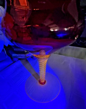 Amberina Glass Goblet  Cadmium Glow  on stem