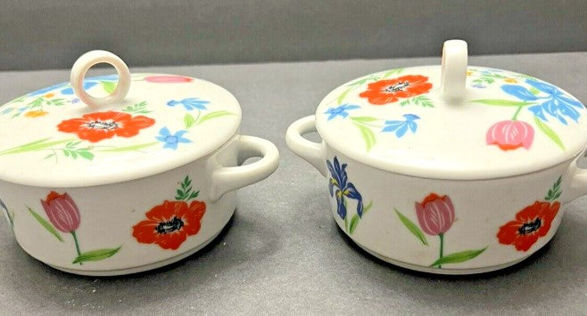 Sigma Soup Crock Bowls with lids - 4 3/4" Floral Japan 2 Primavera Taste Setter (see Pics)