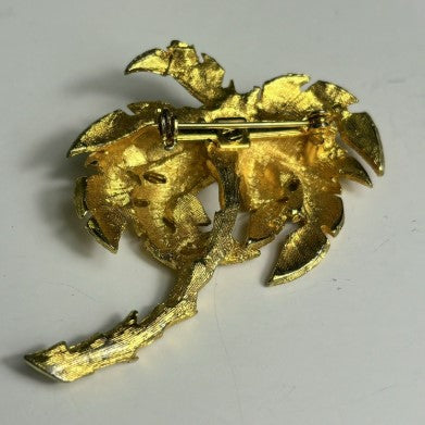 Vintage Goldtone Textured Palm Tree Shape Pin Brooch 2.5 inches