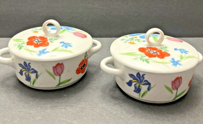 Sigma Soup Crock Bowls with lids - 4 3/4" Floral Japan 2 Primavera Taste Setter (see Pics)