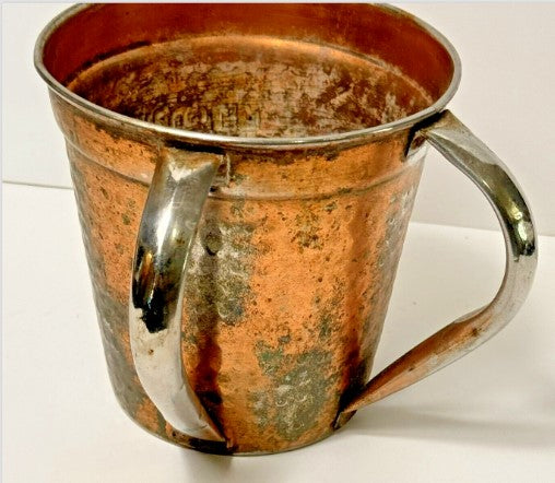 Antique Jewish Washing Mug  Cup Two-Handed  Hand Crafted Copper in Jerusalem