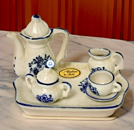 Miniature Mini Tea Set 6 piece Andrea Sadek Blue