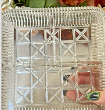 Glass MCM Relish Tray Clear 7 inches