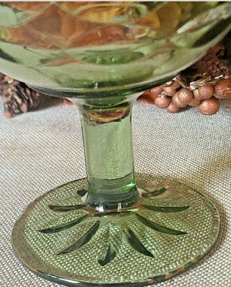 Anchor Hocking Thumbprint Goblet Beer Glass Schooner Avocado Green 6 inches