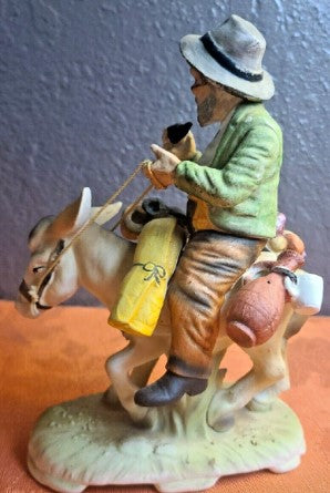 Norleans Japan figurines Man On Donkey 8 1/2 Inches