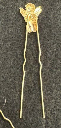 Hair Pins Pair of Angel Goldtone 3 Inches Vintage