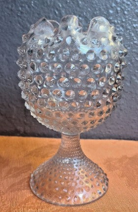 Hobnail Glass Ivy Ball Globe Vase Clear Duncan Miller 7 Inches