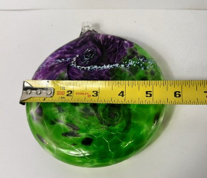 Kitras vanglow Ball, 3 inches green and purple Glass Handblown