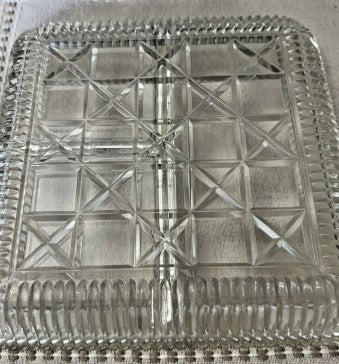 Glass MCM Relish Tray Clear 7 inches