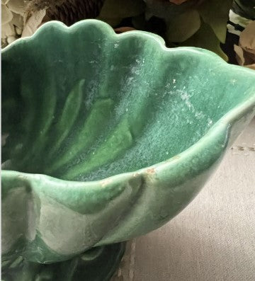 Vintage Haeger Green Ceramic Planter ( See Pics )