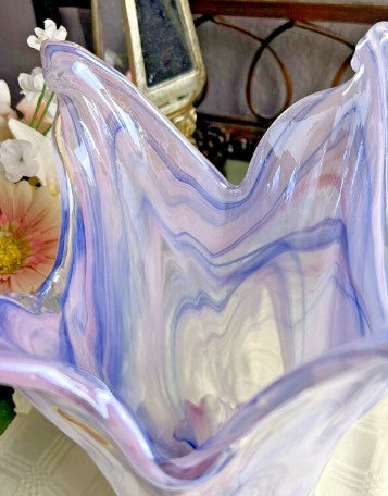 Purple Swirl Murano Vase With Sticker 12 Inches Tall