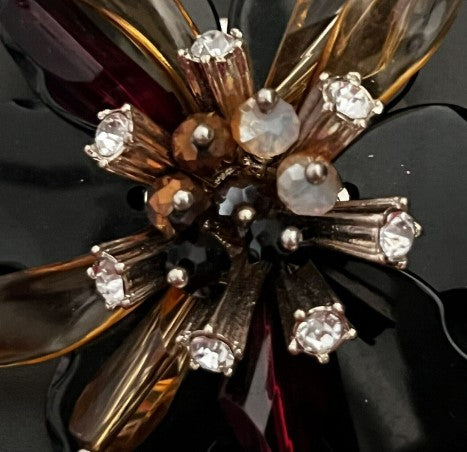 Brooch  large acrylic rhinestone flower 2.25 Inches