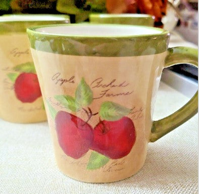 Cups and Saucers Set of 4 Cracker Barrel Susan Winget Apple Orchard