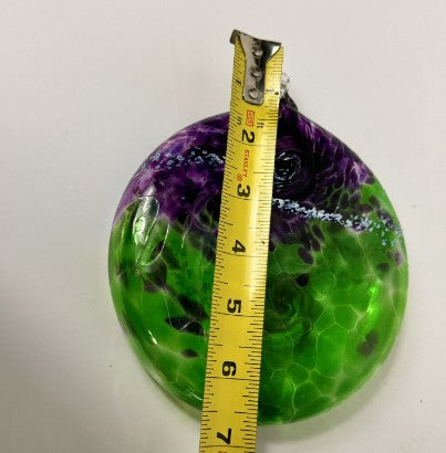 Kitras vanglow Ball, 3 inches green and purple Glass Handblown