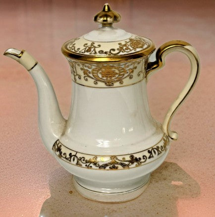 Noritake  Coffee Pot #175  white with gold 9 Inches (READ)