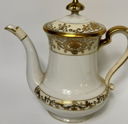 Noritake  Coffee Pot #175  white with gold 9 Inches (READ)