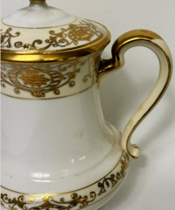 Noritake  Coffee Pot #175  white with gold 9 Inches (READ)