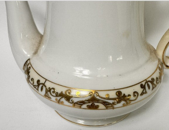 Noritake  Coffee Pot #175  white with gold 9 Inches (READ)