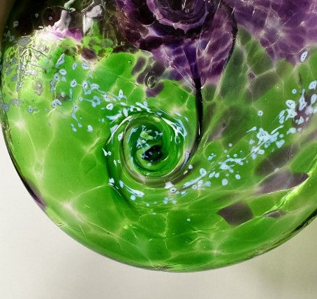 Kitras vanglow Ball, 3 inches green and purple Glass Handblown