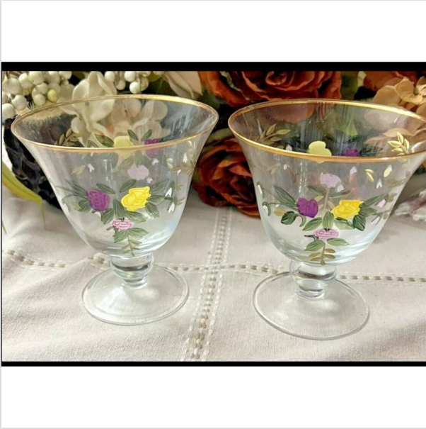 Wine Glasses - Old Country Roses (Hand painted, Gold Trim) by Royal Albert