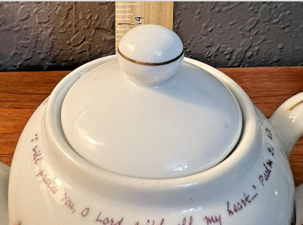 Teapot Dayspring Porcelain 12 Oz Floral Inspirational Scripture Psalms 9:1