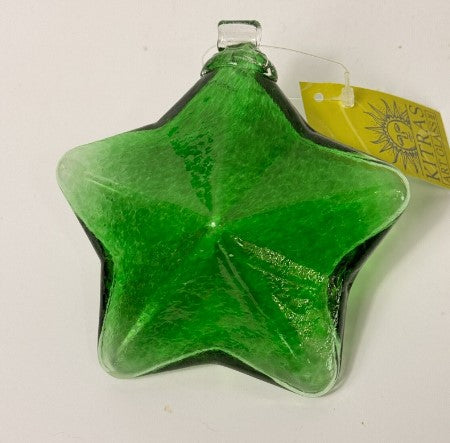 Kitras  Art Glass  Green Star 4.5 Inches with tag