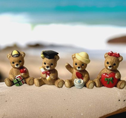 Homco 1413 Calendar Holiday Teddy Bear 1980s ~ Set of 4