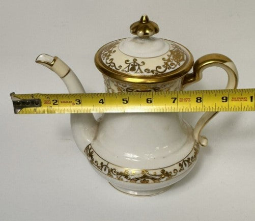 Noritake  Coffee Pot #175  white with gold 9 Inches (READ)